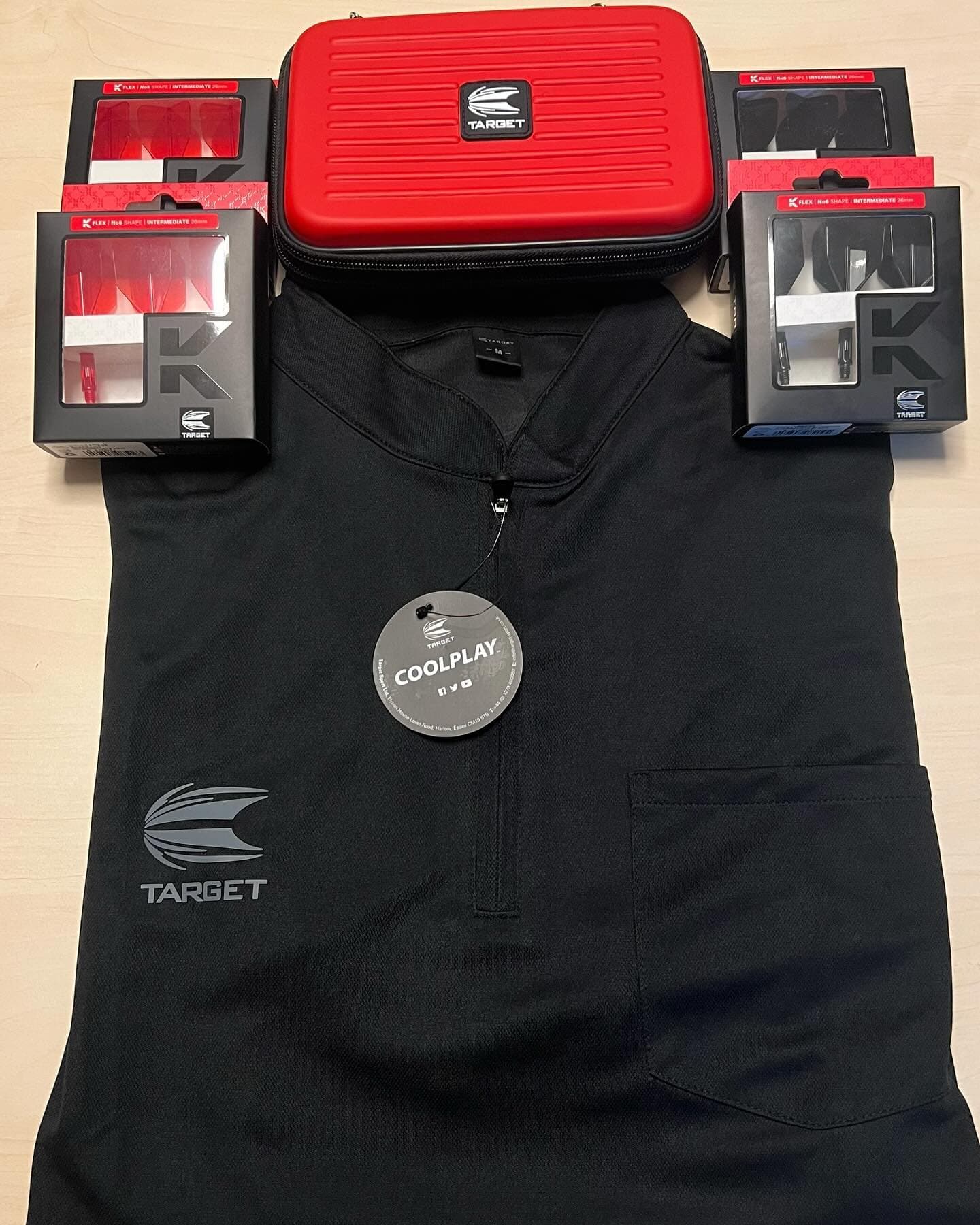 Today i got my package from dartshopper 🎯🎯

Thank you very much 👌 The coolplay is perfectly fit for me. If you wanna buy this shirt, and you are 187 cm tall and 87 kg, than your size is M guys 👌👌😉😉

Can't wait to try the k flex from targetdarts 🎯🎯 And uhm just saying.. I'm looking for a sponsor targetdarts 😁😉😉

And the Takoma is perfect my Aspinall G1, and soon G2 darts 👌 best darts ever. So Dear Mr. Nathan Aspinall asp180, Thank you for those perfect designed darts 🎯❤️

#target #targetdarts #shirt #coolplay #black #red #takoma #kflex #dartshopper #thankyou